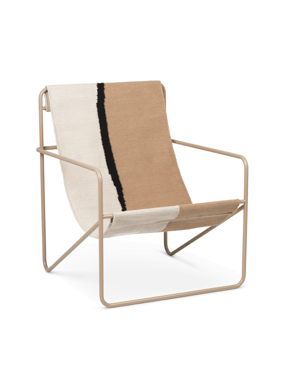 Desert Lounge Chair i kashmir med randig jordbrun sits i textil