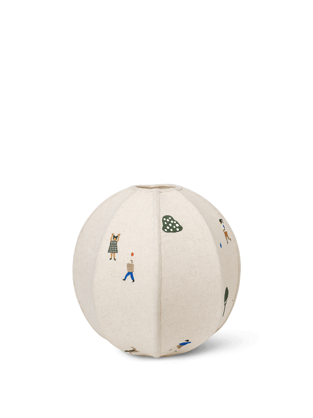 The Park Embroidered Textile Lampshade, rund off-white skärm med broderade figurer