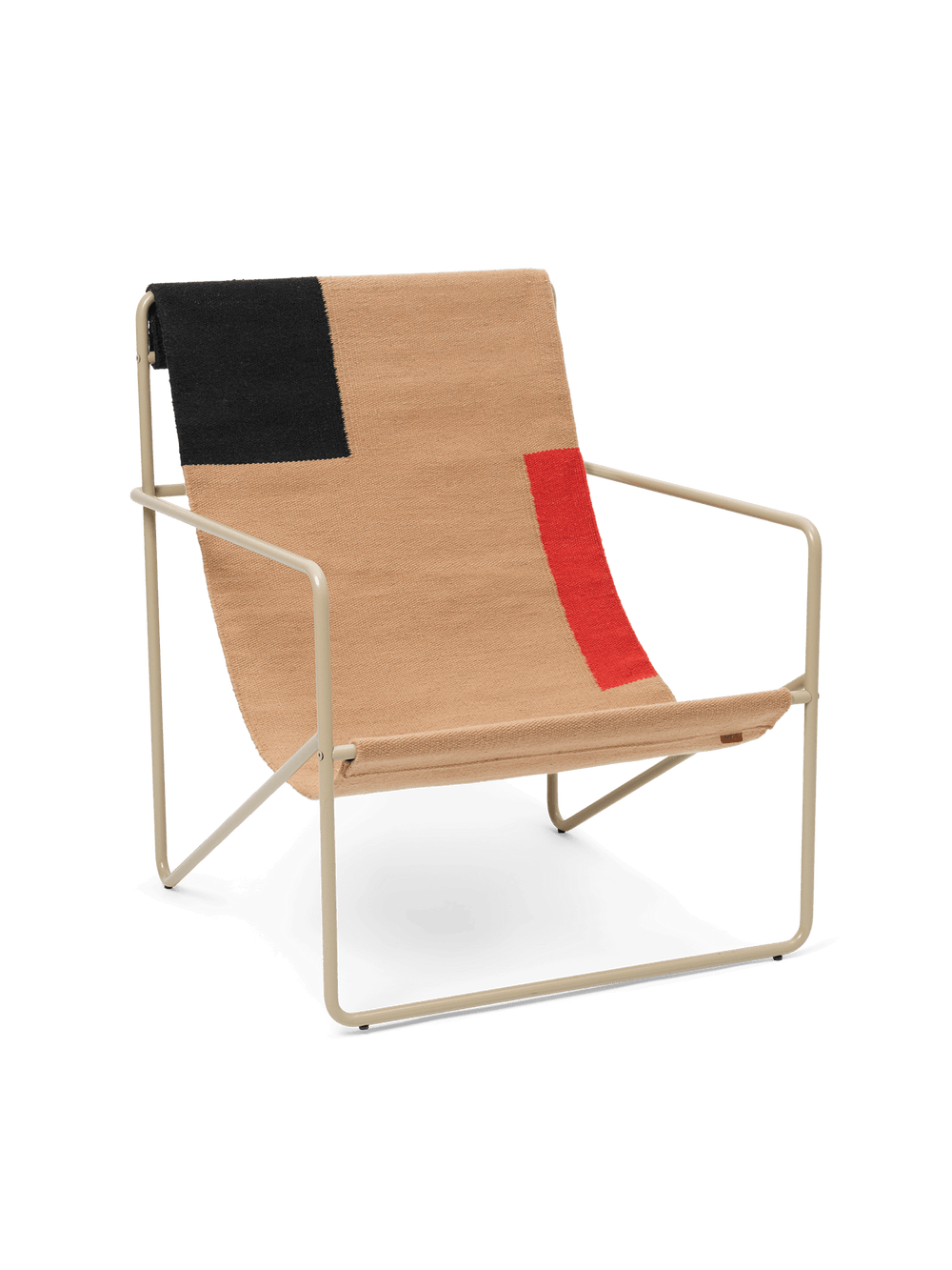 Desert Lounge Chair i cashmere med mönstrad sits i Block, sedd snett från sidan