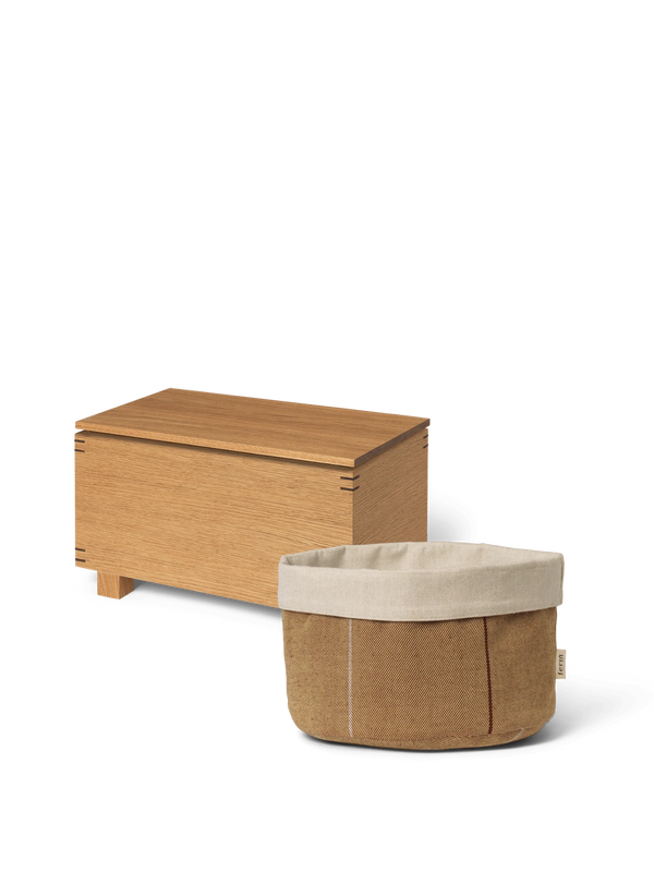Bon Wooden Box - Oiled Oak & Ito Kitchen Basket - Round - Natural/Straw - Gift Set