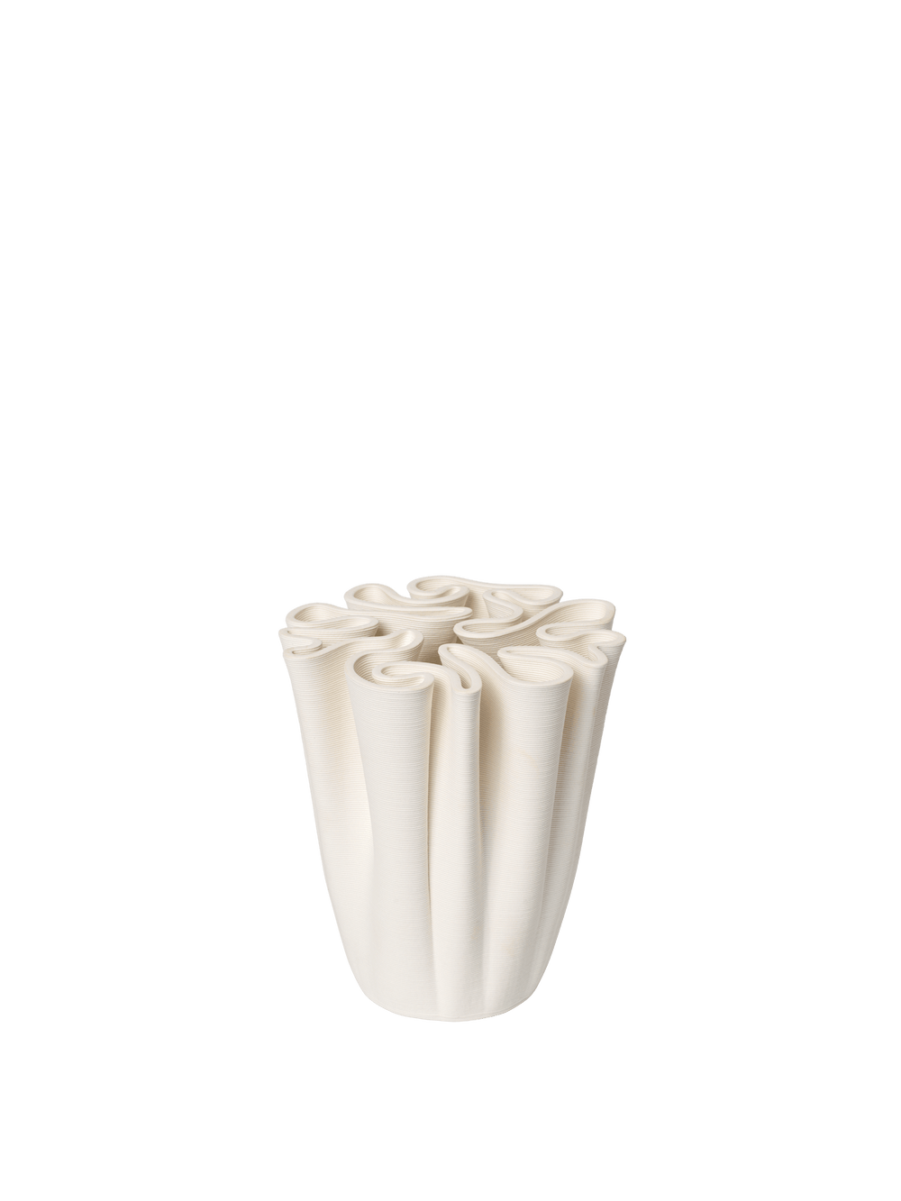 Dedali Vase i off-white, medium, med räfflade väggar och en labyrintlikt vikt kant