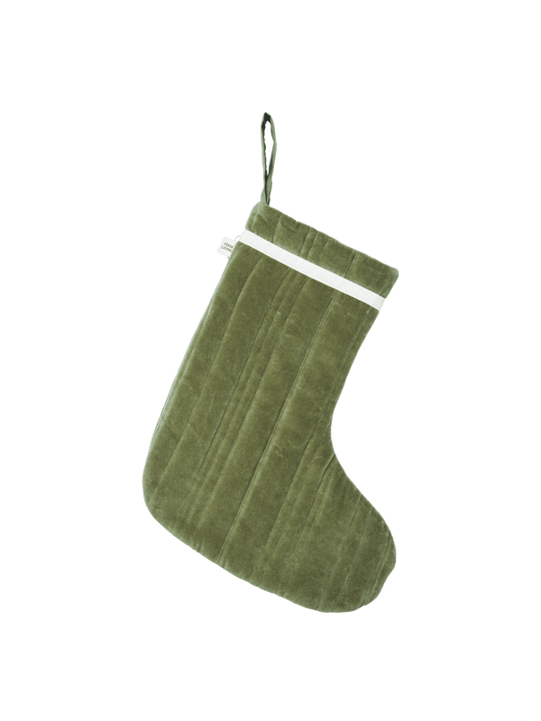 Vari Quilted Christmas Stocking - Velvet - Khaki