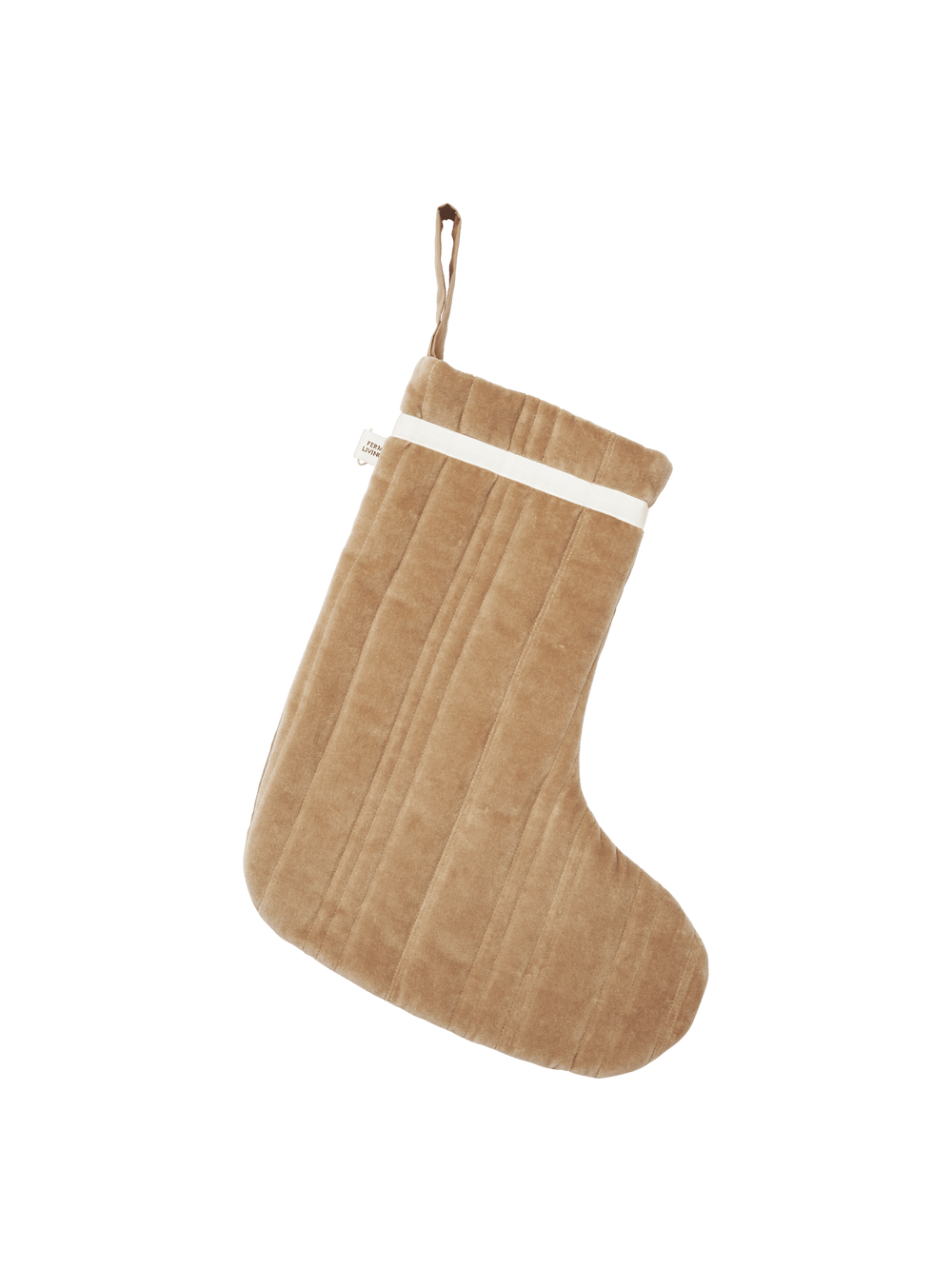 Vari Quilted Christmas Stocking - Velvet - Tan