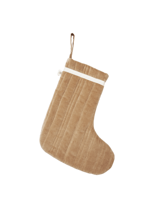 Vari Quilted Christmas Stocking - Velvet - Tan