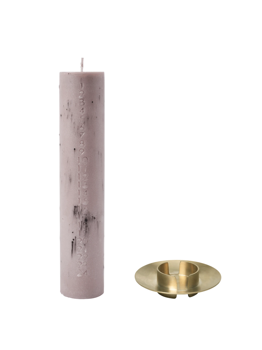 Mura Advent Candle - Orchid & Block Candle Holder - Brass - Gift Set