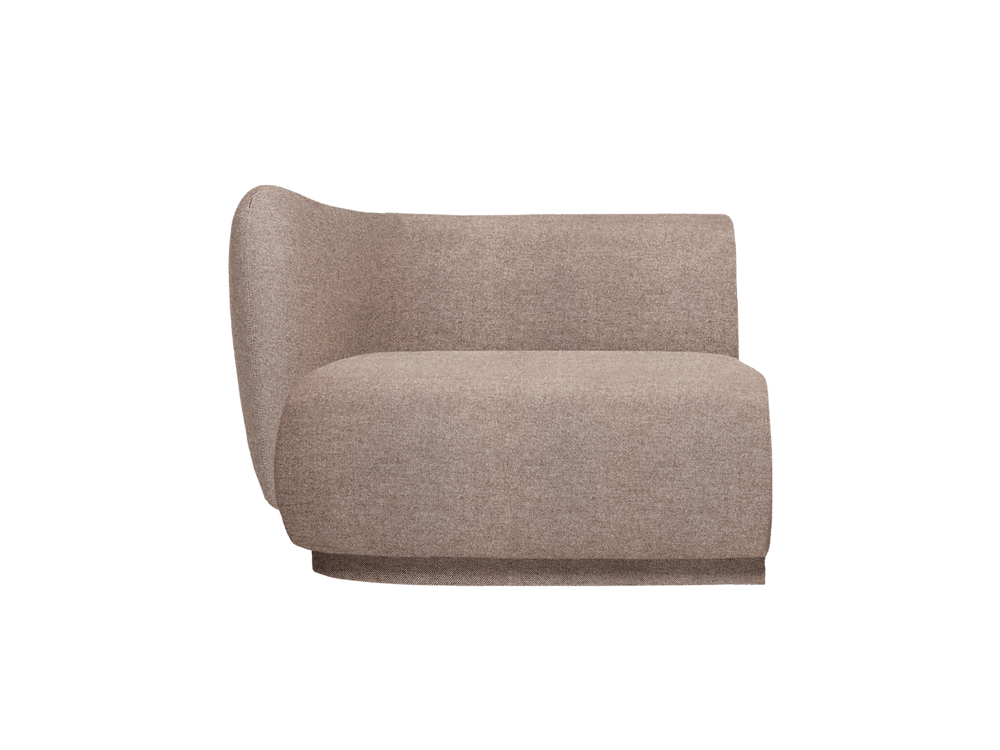 Rico Sofa Armrest Left i kaffebrun Main Line Flax, böjd stoppad modul