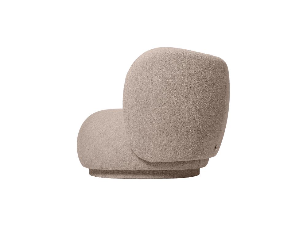 Sidovy av armstödsmodulen i Soft Bouclé natur, rundad sits och rygg